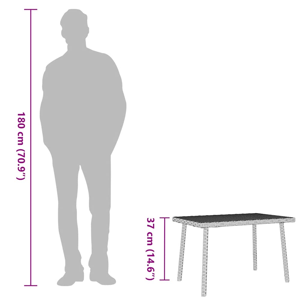 Garden Coffee Table Rectangular Light Grey 60x40x37 cm Poly Rattan